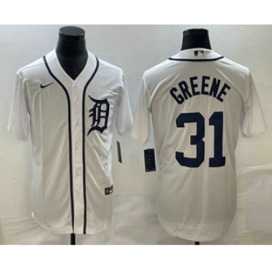 Men's Detroit Tigers #31 Riley Greene White Cool Base Stitched Jersey - Ujersey