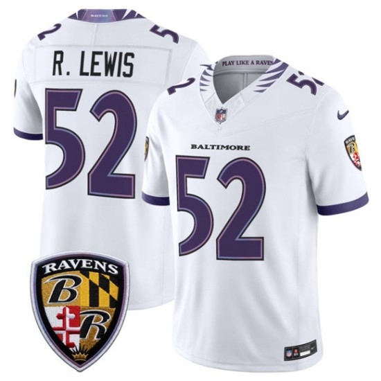 Men's Baltimore Ravens #52 Ray Lewis White 2026 F.U.S.E. Vapor Limited Football Stitched Jersey - Ujersey