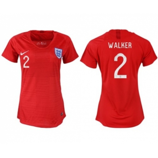 Women's England #2 Walker Away Soccer Country Jersey