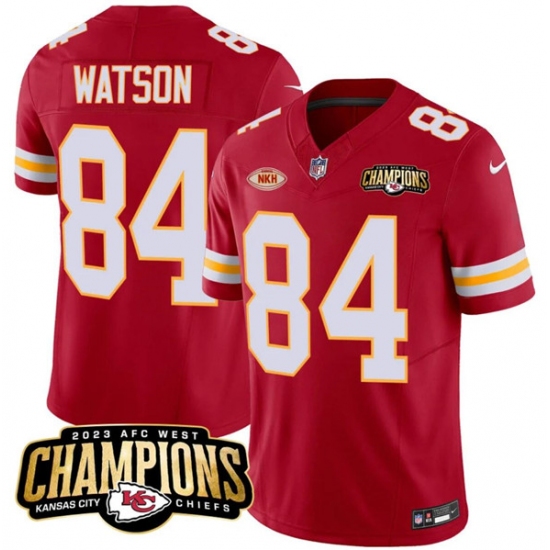 Men’s Kansas City Chiefs #84 Justin Watson Red 2023 F.U.S.E. AFC West Champions With NKH Vapor Untouchable Limited Football Stitched Jersey - Ujersey