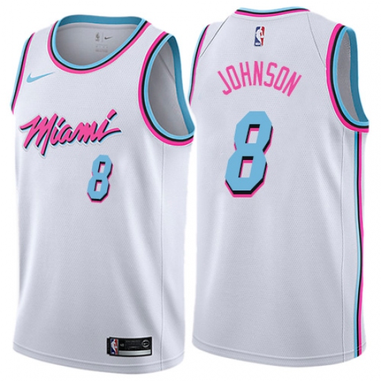 Men's Nike Miami Heat #8 Tyler Johnson Authentic White NBA Jersey - City Edition - Ujersey