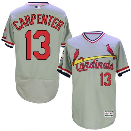 Men's Majestic St. Louis Cardinals #13 Matt Carpenter Grey Flexbase Authentic Collection Cooperstown MLB Jersey - Ujersey