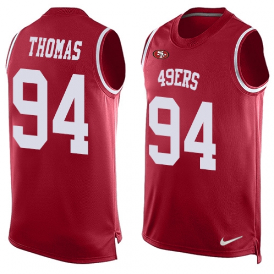 Men's Nike San Francisco 49ers #94 Solomon Thomas Limited Red Player Name & Number Tank Top NFL Jersey - Ujersey
