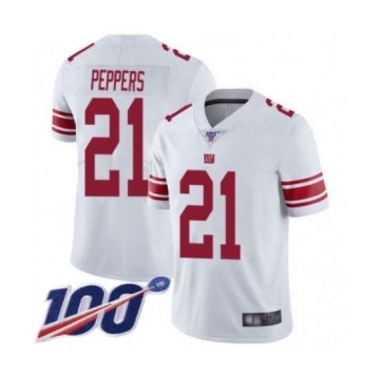 Men's New York Giants #21 Jabrill Peppers White Vapor Untouchable Limited Player 100th Season Football Jersey - Ujersey
