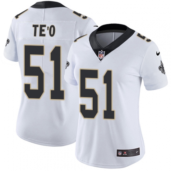 Women's Nike New Orleans Saints #51 Manti Te'o Elite White NFL Jersey - Ujersey