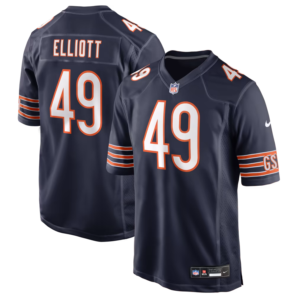 Men's Chicago Bears Keyshaun Elliott Nike Navy Team Game Jersey - Ujersey