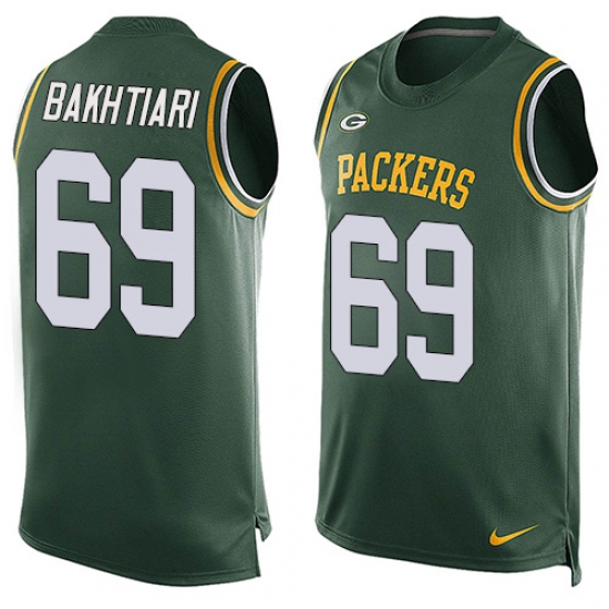 Men's Nike Green Bay Packers #69 David Bakhtiari Limited Green Player Name & Number Tank Top NFL Jersey - Ujersey