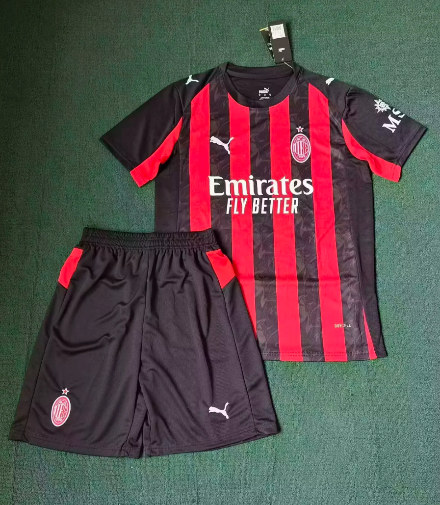 AC Milan home football jersey Kids Kit Jersey+Shorts 2026 - Ujersey NHL