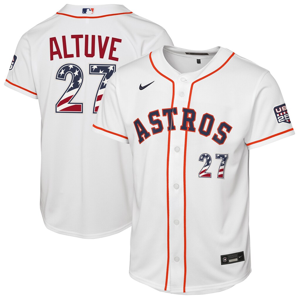 Youth Houston Astros Jose Altuve Nike White USA 250 Fourth of July Home Replica Jersey - Ujersey