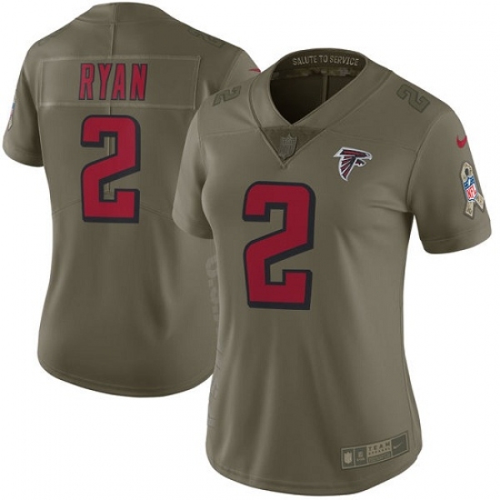 Women's Nike Atlanta Falcons #2 Matt Ryan Limited Olive 2017 Salute to Service NFL Jersey - Ujersey