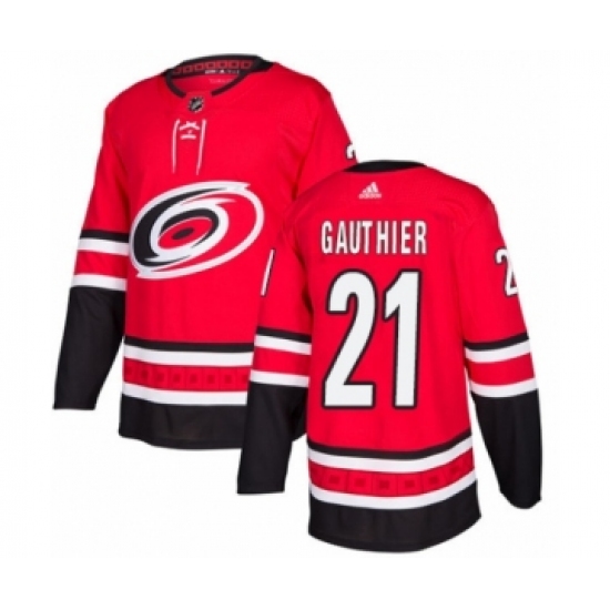 Men's Adidas Carolina Hurricanes #21 Julien Gauthier Premier Red Home NHL Jersey - Ujersey