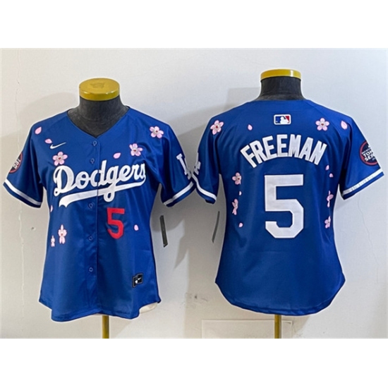 Youth Los Angeles Dodgers #5 Freddie Freeman Royal 2025 Tokyo Series Limited Stitched Baseball Jersey - Ujersey