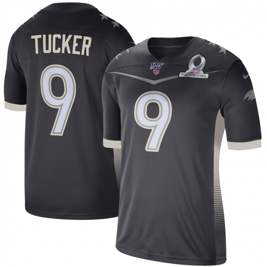 Men's Nike Baltimore Ravens #9 Justin Tucker 2020 AFC Pro Bowl Game Jersey Anthracite - Ujersey