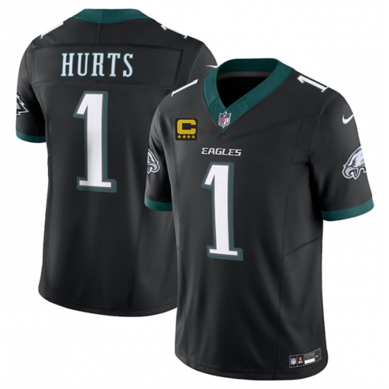 Men's Philadelphia Eagles #1 Jalen Jurts Black 2025 F.U.S.E. With 4-Star C Vapor Untouchable Limited Throwback Stitched Football Jersey - Ujersey