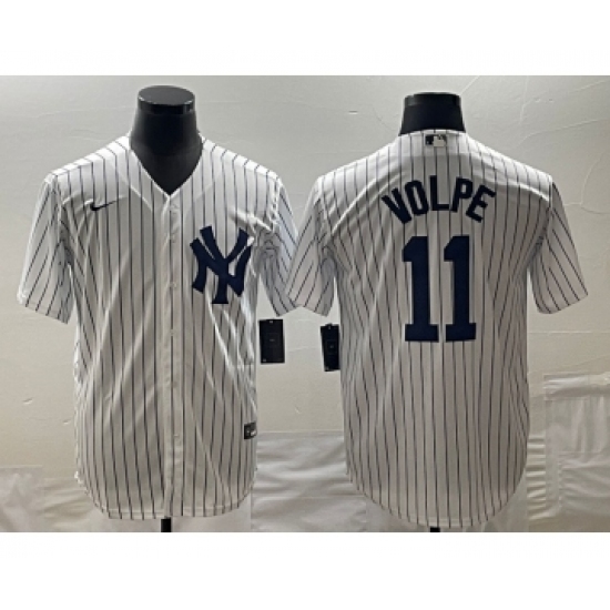 Men's New York Yankees #11 Anthony Volpe White Stitched MLB Cool Base Nike Jersey - Ujersey