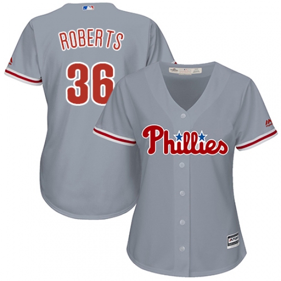 Women's Majestic Philadelphia Phillies #36 Robin Roberts Authentic Grey Road Cool Base MLB Jersey - Ujersey