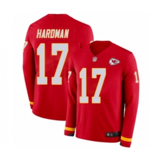 Men's Kansas City Chiefs #17 Mecole Hardman Limited Red Therma Long Sleeve Football Jersey - Ujersey