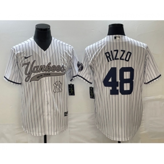 Men's New York Yankees #48 Anthony Rizzo White Cool Base Stitched Baseball Jersey - Ujersey
