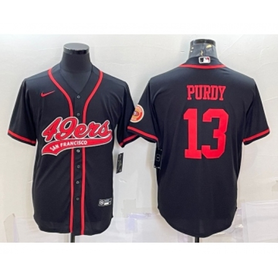 Men's San Francisco 49ers #13 Brock Purdy Black With Patch Cool Base Stitched Baseball Jersey - Ujersey