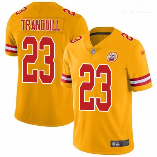 Men's Kansas City Chiefs #23 Drue Tranquill Nike Yellow Limited Stitched Jersey - Ujersey