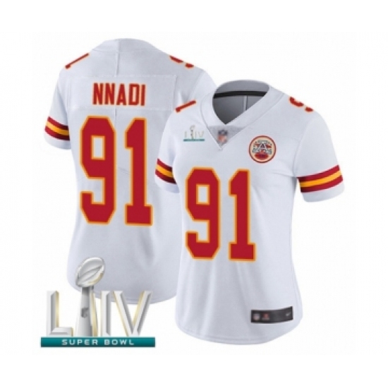 Women's Kansas City Chiefs #91 Derrick Nnadi White Vapor Untouchable Limited Player Super Bowl LIV Bound Football Jersey - Ujersey
