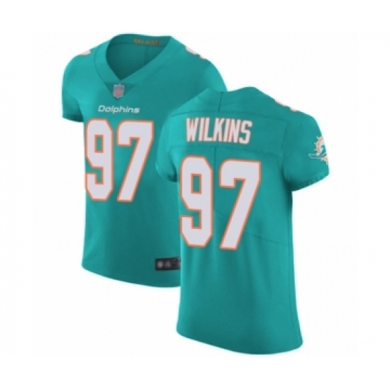 Men's Miami Dolphins #97 Christian Wilkins Aqua Green Team Color Vapor Untouchable Elite Player Football Jersey - Ujersey