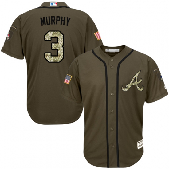 Men's Majestic Atlanta Braves #3 Dale Murphy Authentic Green Salute to Service MLB Jersey - Ujersey
