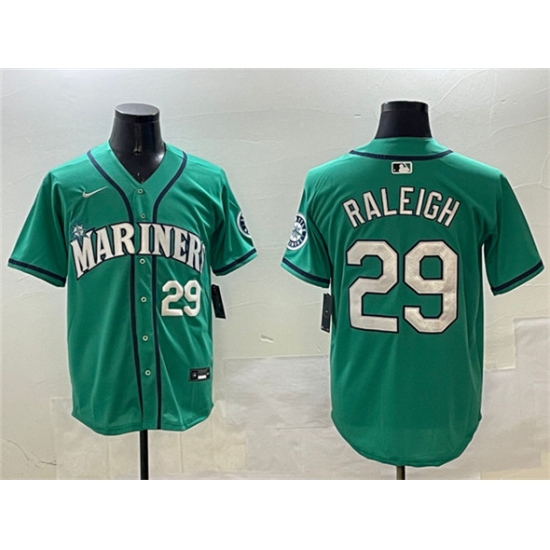 Men's Seattle Mariners #29 Cal Raleigh Aqua Limited Stitched jersey - Ujersey