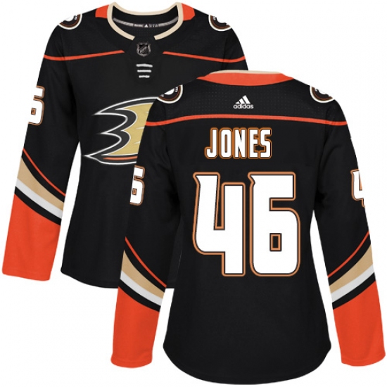 Women's Adidas Anaheim Ducks #46 Max Jones Authentic Black Home NHL Jersey - Ujersey