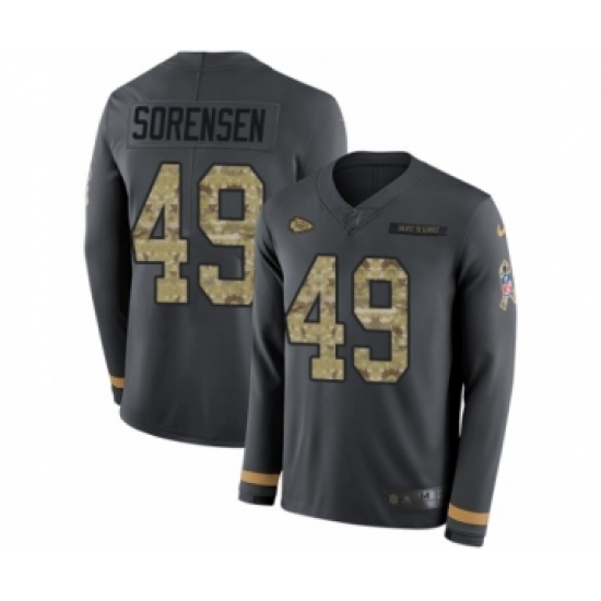Youth Nike Kansas City Chiefs #49 Daniel Sorensen Limited Black Salute to Service Therma Long Sleeve NFL Jersey - Ujersey
