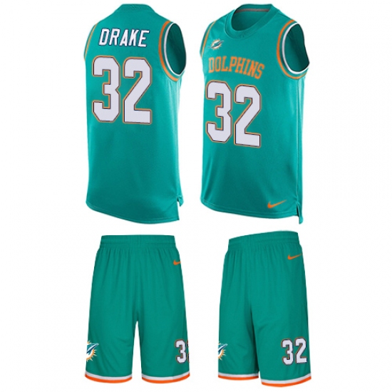 Men's Nike Miami Dolphins #32 Kenyan Drake Limited Aqua Green Tank Top Suit NFL Jersey - Ujersey