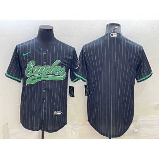 Men's Philadelphia Eagles Blank Black With Patch Cool Base Stitched Baseball Jersey - Ujersey