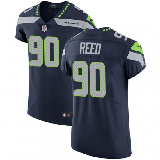 Men's Nike Seattle Seahawks #90 Jarran Reed Steel Blue Team Color Vapor Untouchable Elite Player NFL Jersey - Ujersey
