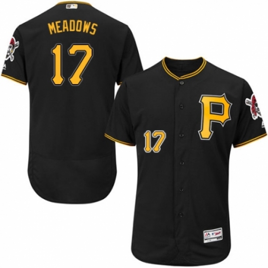 Men's Majestic Pittsburgh Pirates #17 Austin Meadows Black Alternate Flex Base Authentic Collection MLB Jersey - Ujersey