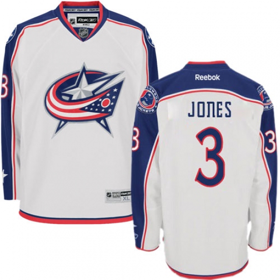 Women's Reebok Columbus Blue Jackets #3 Seth Jones Authentic White Away NHL Jersey - Ujersey