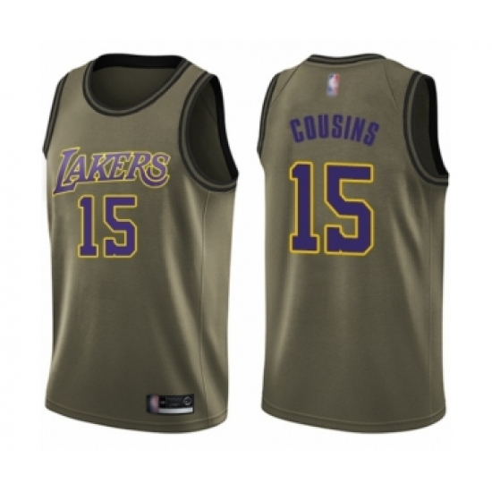 Men's Los Angeles Lakers #15 DeMarcus Cousins Swingman Green Salute to Service Basketball Jersey - Ujersey