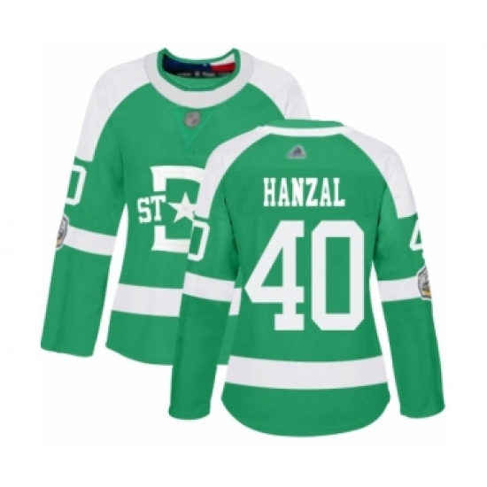 Women's Dallas Stars #40 Martin Hanzal Authentic Green 2020 Winter Classic Hockey Jersey - Ujersey