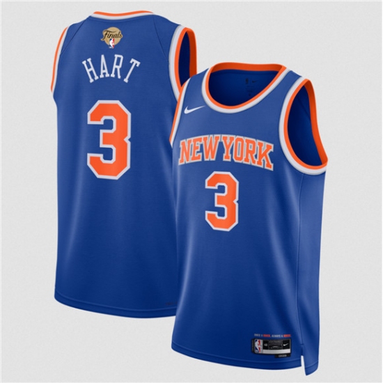 Men's New Yok Knicks #3 Josh Hart Blue 2026 Finals Icon Edition Stitched Basketball Jersey