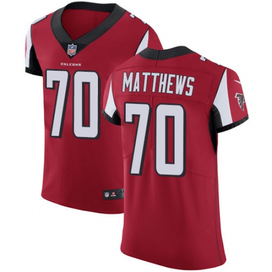 Men's Nike Atlanta Falcons #70 Jake Matthews Red Team Color Vapor Untouchable Elite Player NFL Jersey - Ujersey