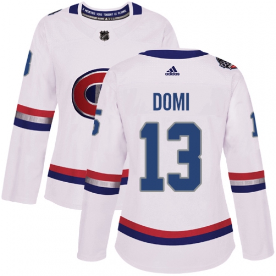 Women's Adidas Montreal Canadiens #13 Max Domi Authentic White 2017 100 Classic NHL Jersey - Ujersey