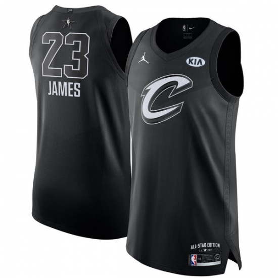 Men's Nike Jordan Cleveland Cavaliers #23 LeBron James Authentic Black 2018 All-Star Game NBA Jersey - Ujersey