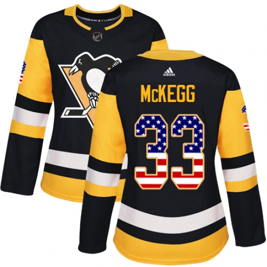 Women's Adidas Pittsburgh Penguins #33 Greg McKegg Authentic Black USA Flag Fashion NHL Jersey