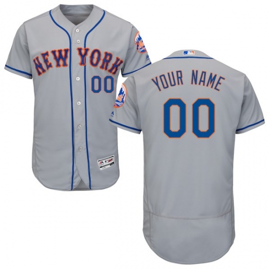 Men's New York Mets Majestic Road Gray Flex Base Authentic Collection Custom Jersey - Ujersey