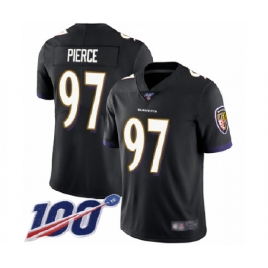 Men's Baltimore Ravens #97 Michael Pierce Black Alternate Vapor Untouchable Limited Player 100th Season Football Jersey - Ujersey