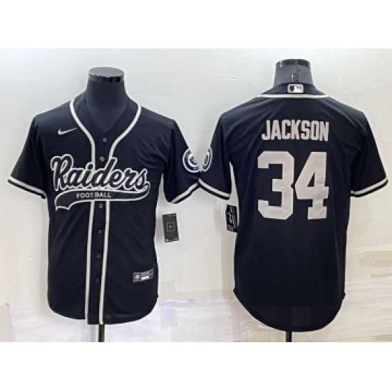 Men's Las Vegas Raiders #34 Bo Jackson Black Stitched MLB Cool Base Nike Baseball Jersey - Ujersey
