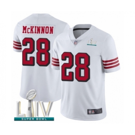 Youth San Francisco 49ers #28 Jerick McKinnon Limited White Rush Vapor Untouchable Super Bowl LIV Bound Football Jersey - Ujersey