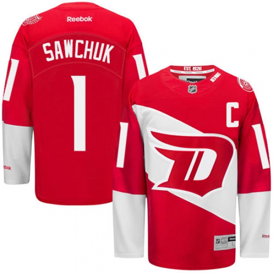 Men's Reebok Detroit Red Wings #1 Terry Sawchuk Premier Red 2016 Stadium Series NHL Jersey - Ujersey