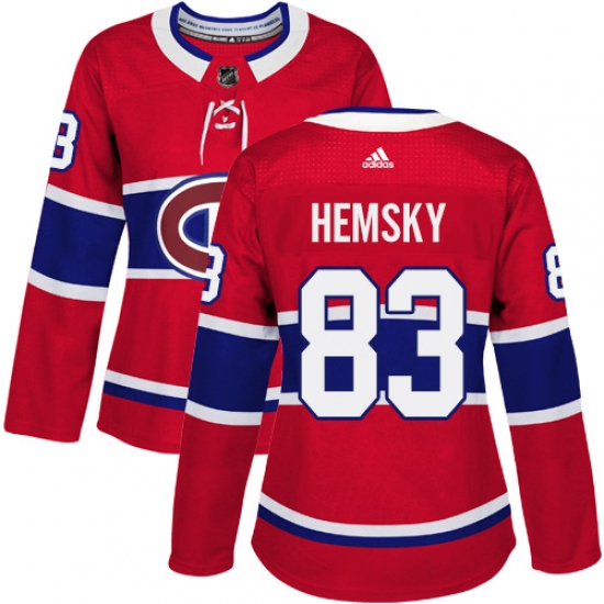 Women's Adidas Montreal Canadiens #83 Ales Hemsky Premier Red Home NHL Jersey - Ujersey