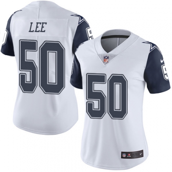Women's Nike Dallas Cowboys #50 Sean Lee Limited White Rush Vapor Untouchable NFL Jersey - Ujersey