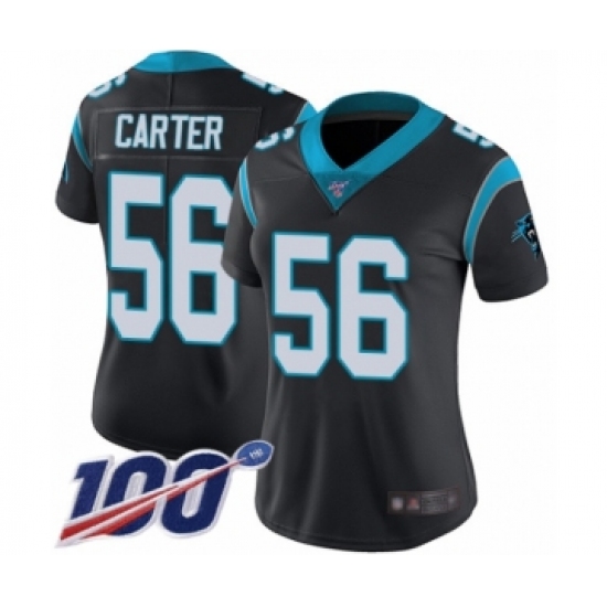 Women's Carolina Panthers #56 Jermaine Carter Black Team Color Vapor Untouchable Limited Player 100th Season Football Jersey - Ujersey